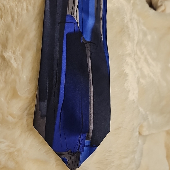 J. Garcia Blue and Black Artistic Tie. By J. GARCIA 100% SILK. COLLECTION 32 - Picture 1 of 6